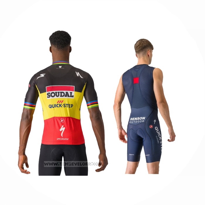 2024 Maillot Cyclisme Deceuninck Quick Step Noir Jaune Rouge Manches Courtes Et Cuissard
